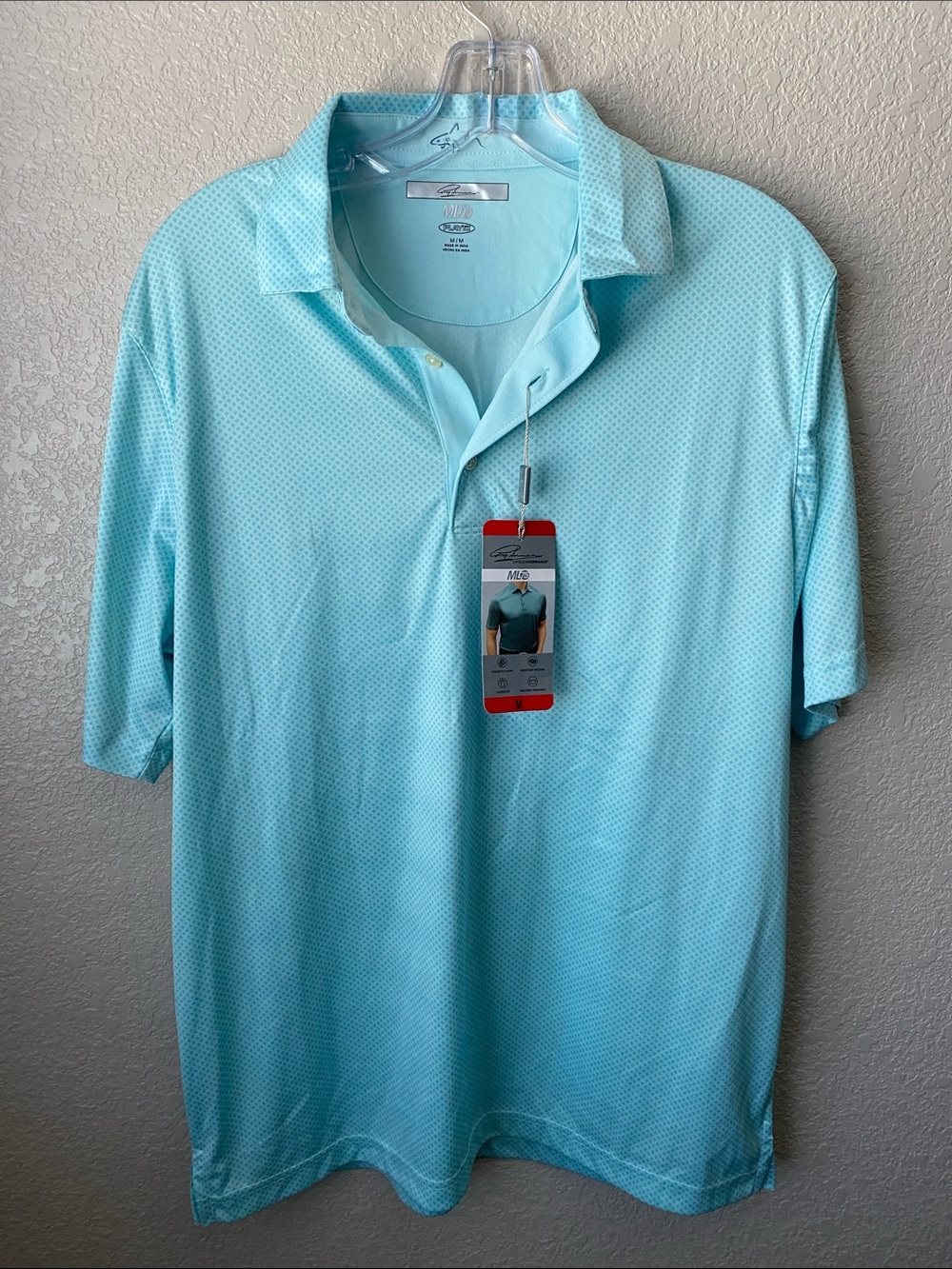Greg Norman M75 Men's Mint Green Play Dry Golf Polo Shirt M Medium